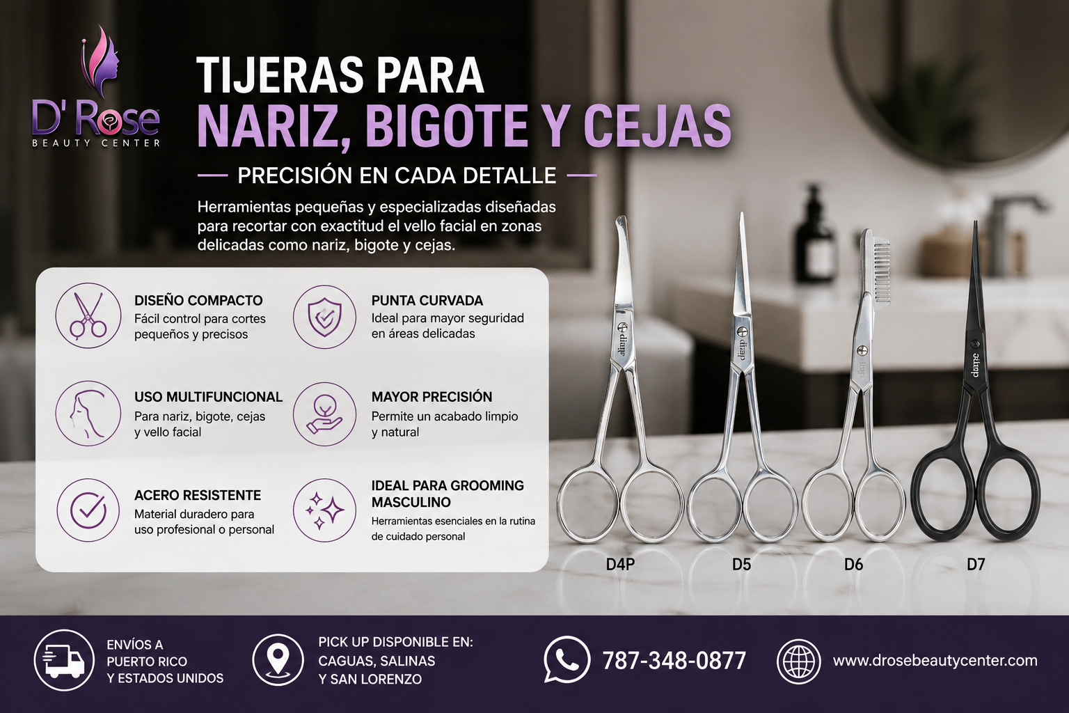Tijeras para Nariz, Bigote y Cejas – La Rose Beauty – D' Rose Beauty Center