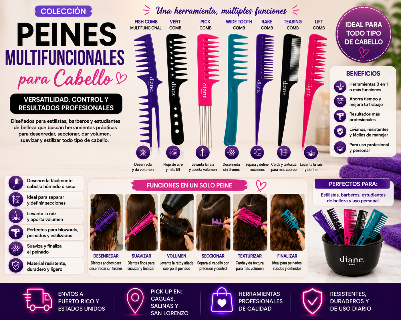Peines Multifuncionales para Cabello | Versatilidad, Control y Uso ...