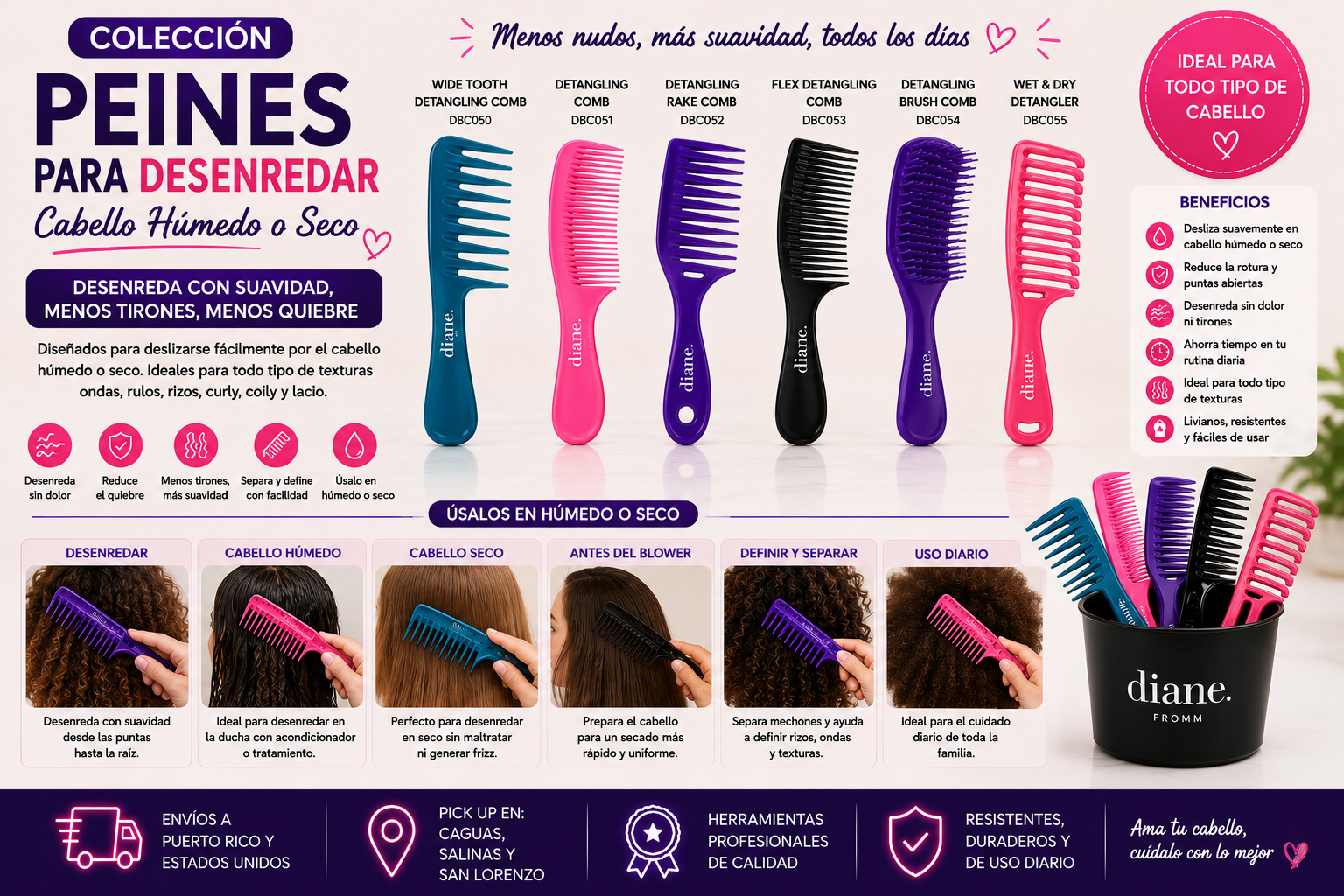 Peines para Desenredar Cabello Húmedo o Seco | Suavidad y Control ...