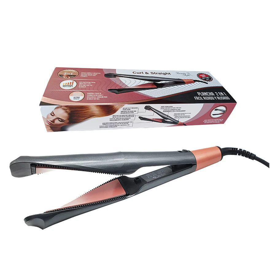 💎 BEAUTY STYLE – PLANCHA 2 EN 1 CURL & STRAIGHT 450°F (0904100) 💎