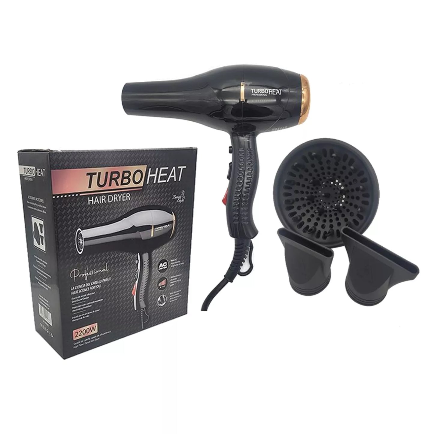 💨 SECADOR PROFESIONAL BEAUTY STYLE TURBO HEAT 2200W – MODELO 0909203