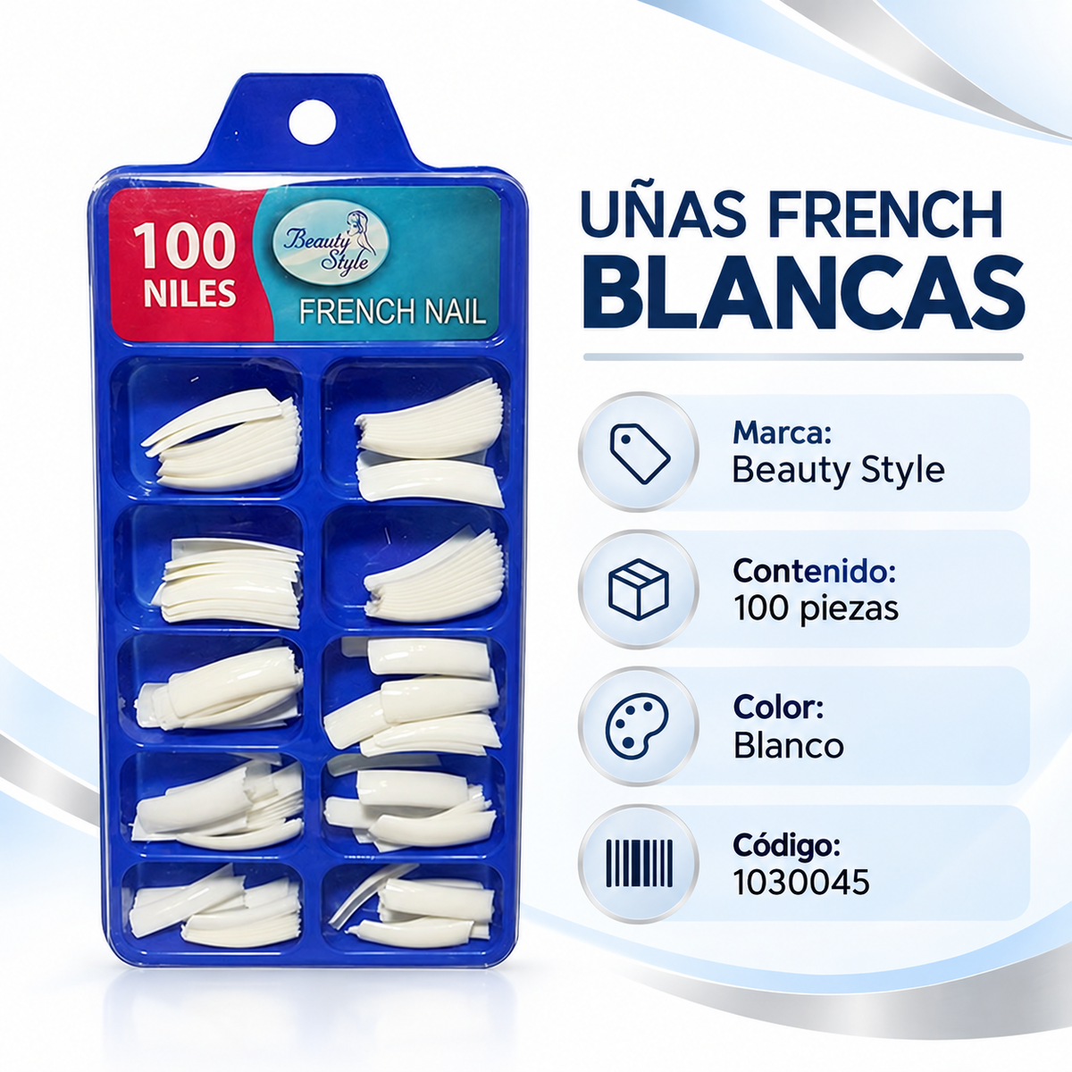 Beauty Style Uñas French Blancas – 100 Piezas 1030045