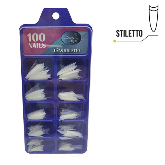 Beauty Style Uñas Stiletto Natural Cortas x 100 1030048