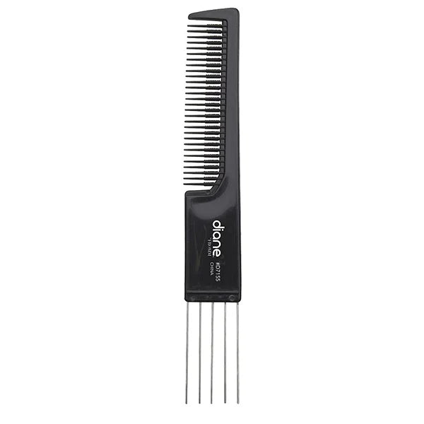 DIANE Steel Lift & Styling Comb 7 1/4” D7155 – Peine Profesional con Púas Metálicas para Volumen