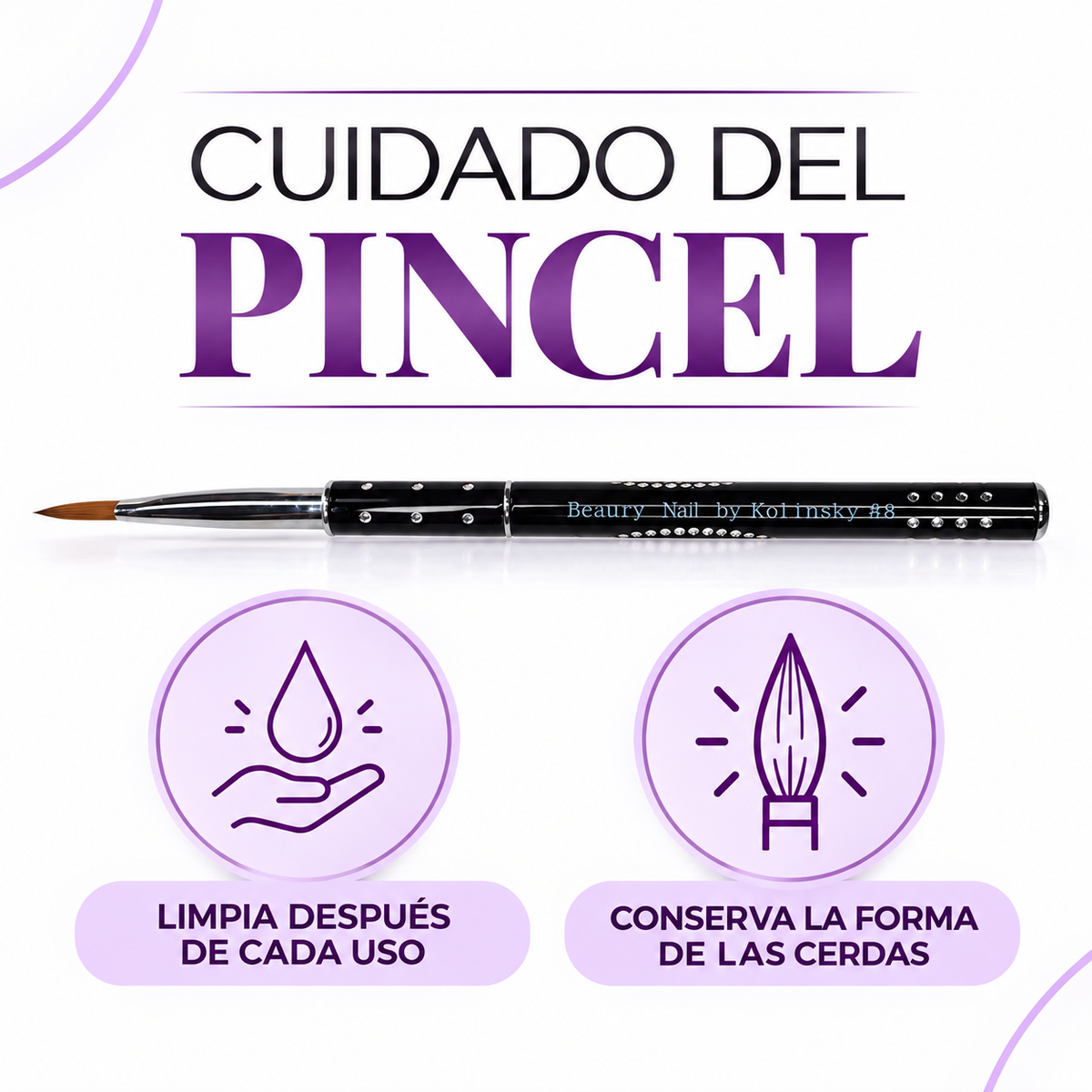 Beauty Style Pincel para Acrílico Kolinsky #8 – 2465718
