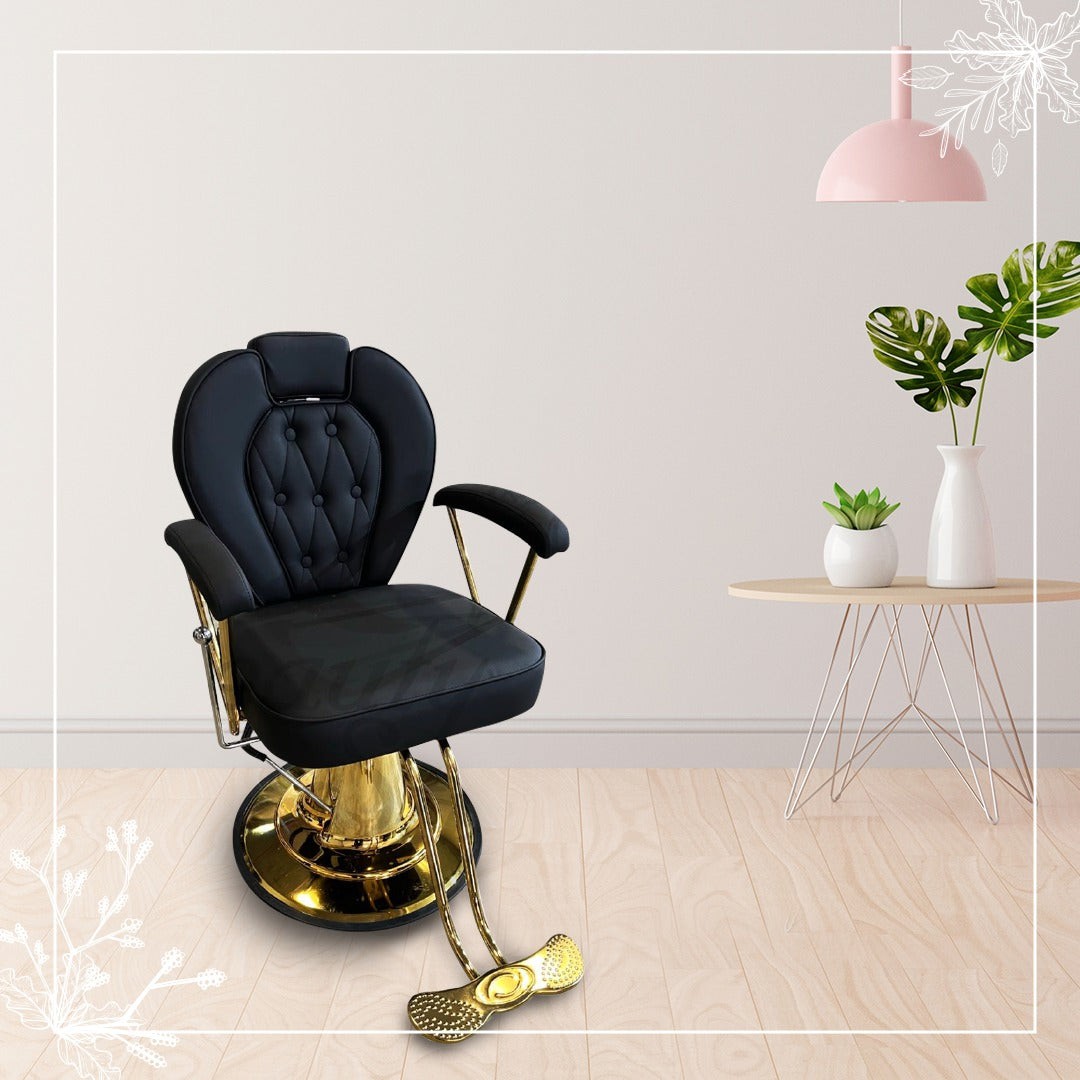 🪑 SILLA RECLINABLE KARINA NEGRO CON DORADO – 2506431
