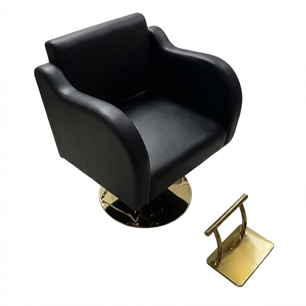 Beauty Style Silla de Estilismo Angela Negra 2525231 – Base Dorada | Profesional