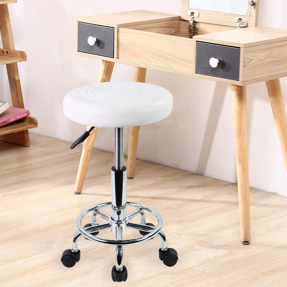 Banco Teresa Profesional Blanco Ajustable con Reposapiés y Ruedas – Modelo 2526064