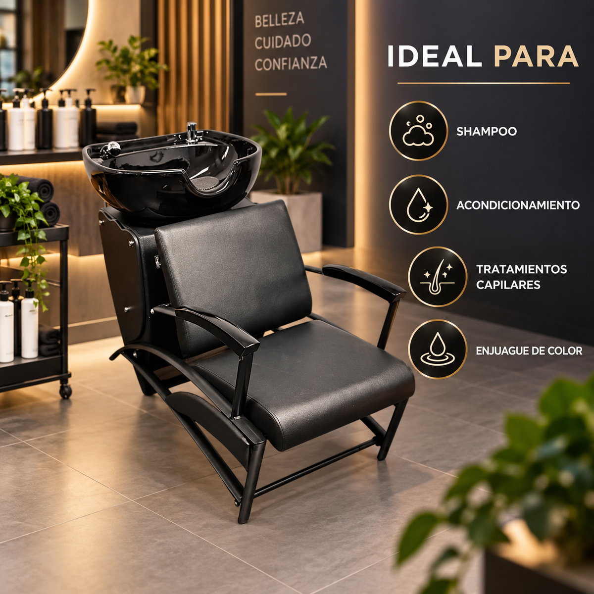 Beauty Style Lavacabeza Gina Negro con Tina de Porcelana – 2533419