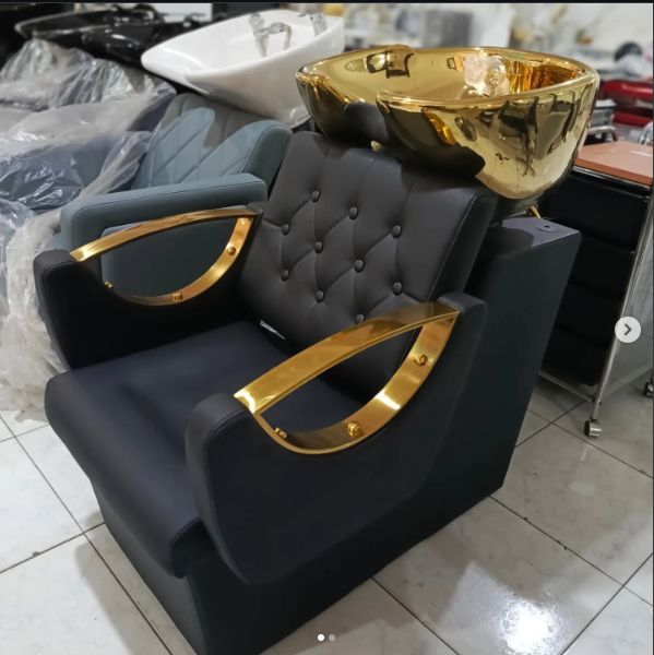 Beauty Style Lavacabeza Beatrice Profesional Negro con Tina Dorada – Modelo 2534099