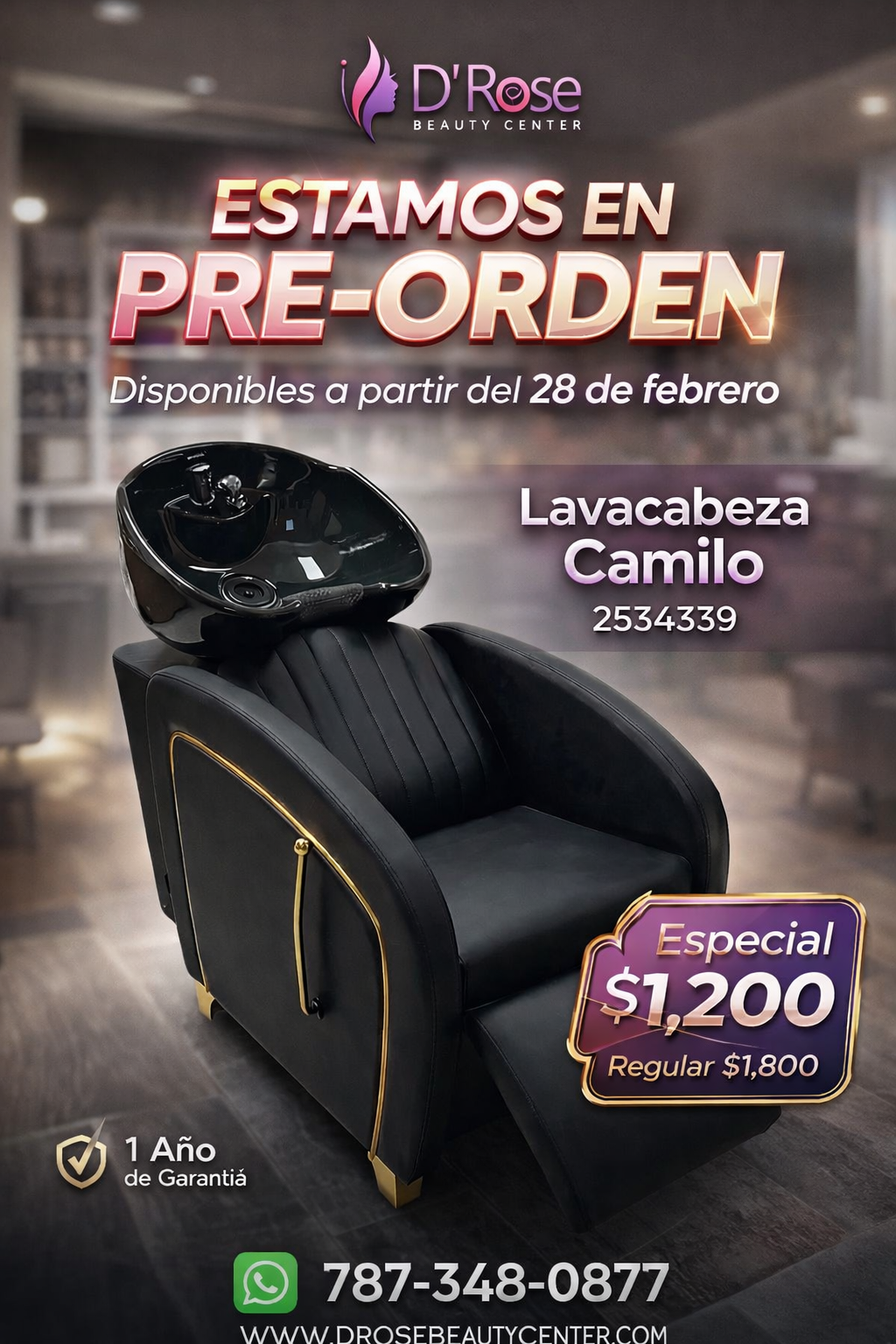 💈 Beauty Style Lavacabeza Camilo Profesional para Salón o Barbería 2534339