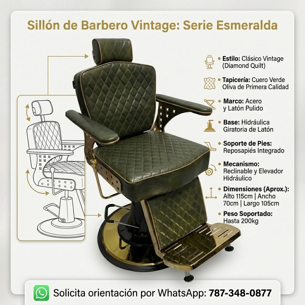💈✨ Beauty Style Silla de Barbería Álvaro Reclinable Verde 2550363