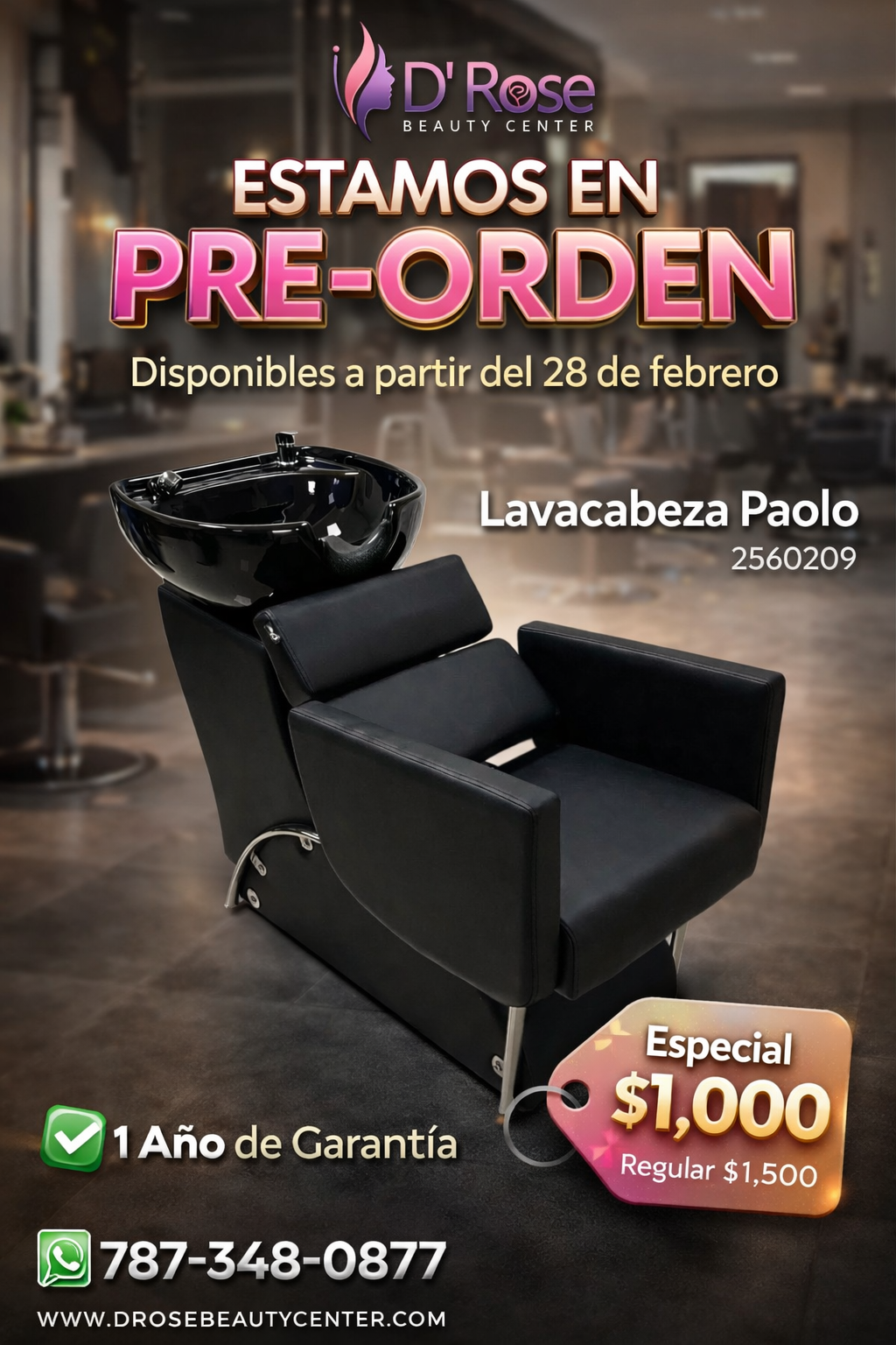 🖤 Beauty Style Lavacabeza Paolo Profesional para Salón o Barbería | Modelo 2560209