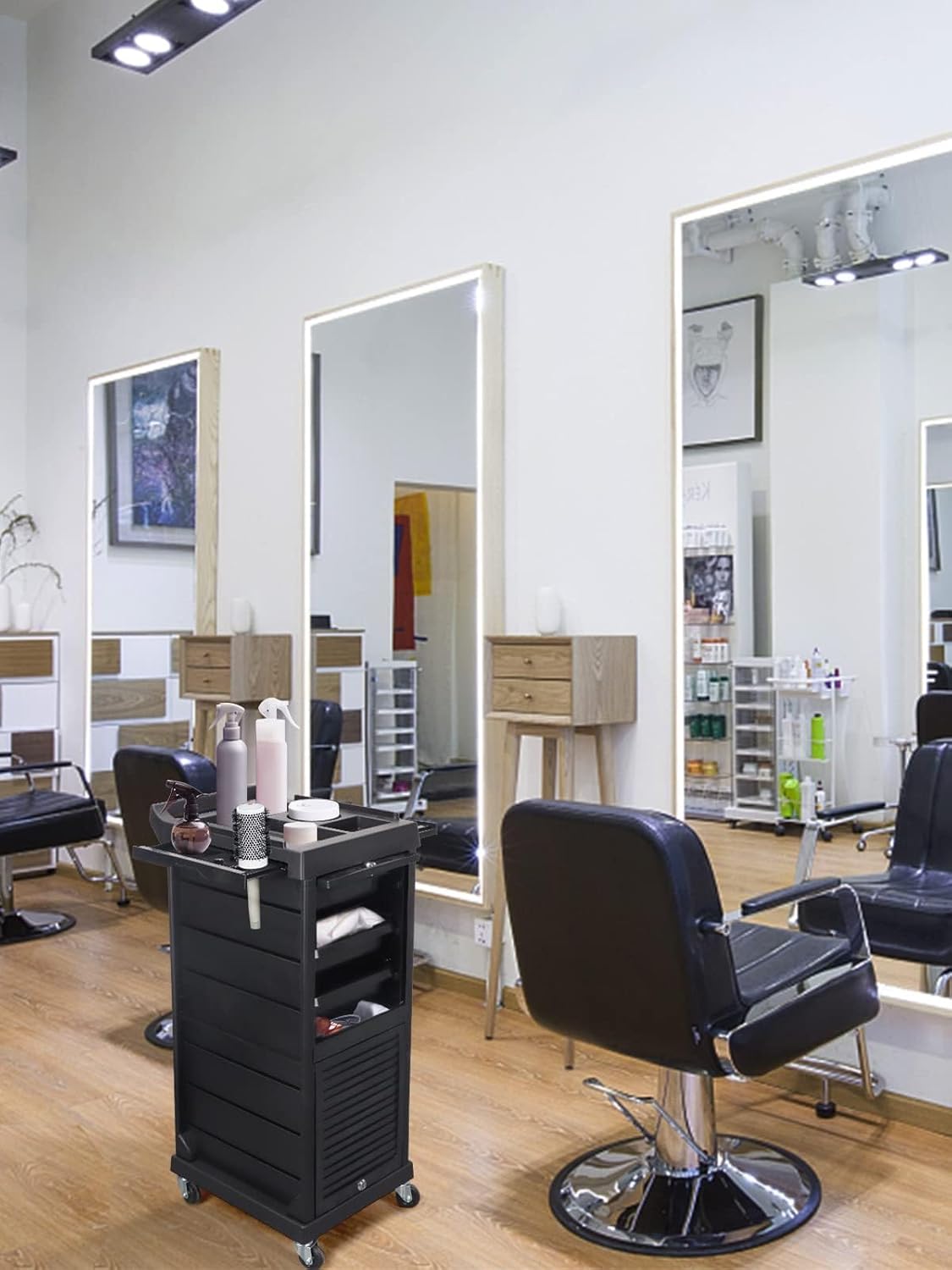 🖤 Beauty Style – Carrito Auxiliar Marco para Estilista o Barbero (2588019) | 6 Cajones + Cerradura de Seguridad