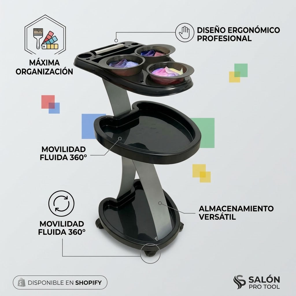 Beauty Style Carrito Auxiliar Fiona de 3 Niveles 2588038