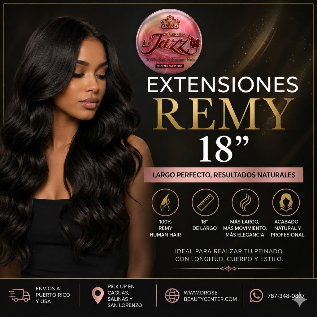 Jazz Wave Ocean Remy 100% Remy Human Hair Extensión de Cabello Color #1 18"