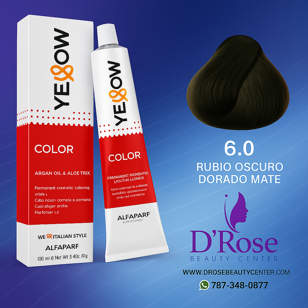 Yellow Tinte 6.0 Rubio Oscuro – 100ml – D' Rose Beauty Center