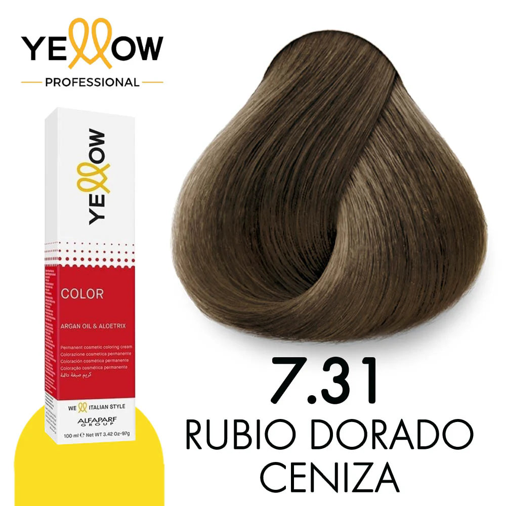 Yellow Tinte 7.31 Rubio Medio Dorado Ceniza 100ml