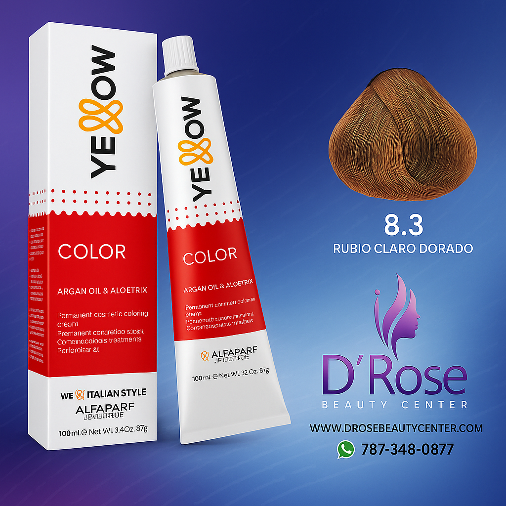 Yellow Tinte 8.3 Rubio Claro Dorado 100ml – D' Rose Beauty Center