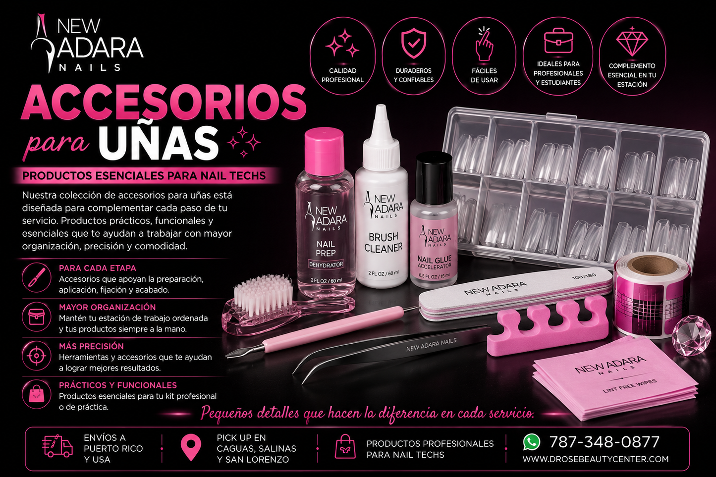 New Adara Nails Nail Glue Drop Glue 0.1 oz / 3 ml para Aplicación de Uñas