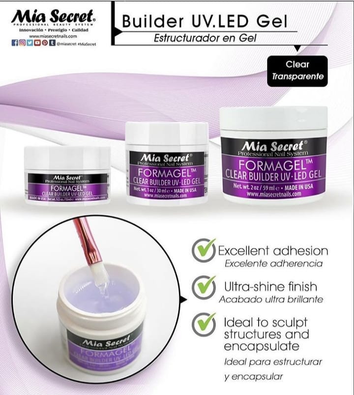 💅✨ Mia Secret® Formagel Clear Builder UV-LED Gel 0.5 oz (15 ml) (BG-05) — Gel Constructor Profesional para Extensiones y Escultura de Uñas ✨💅