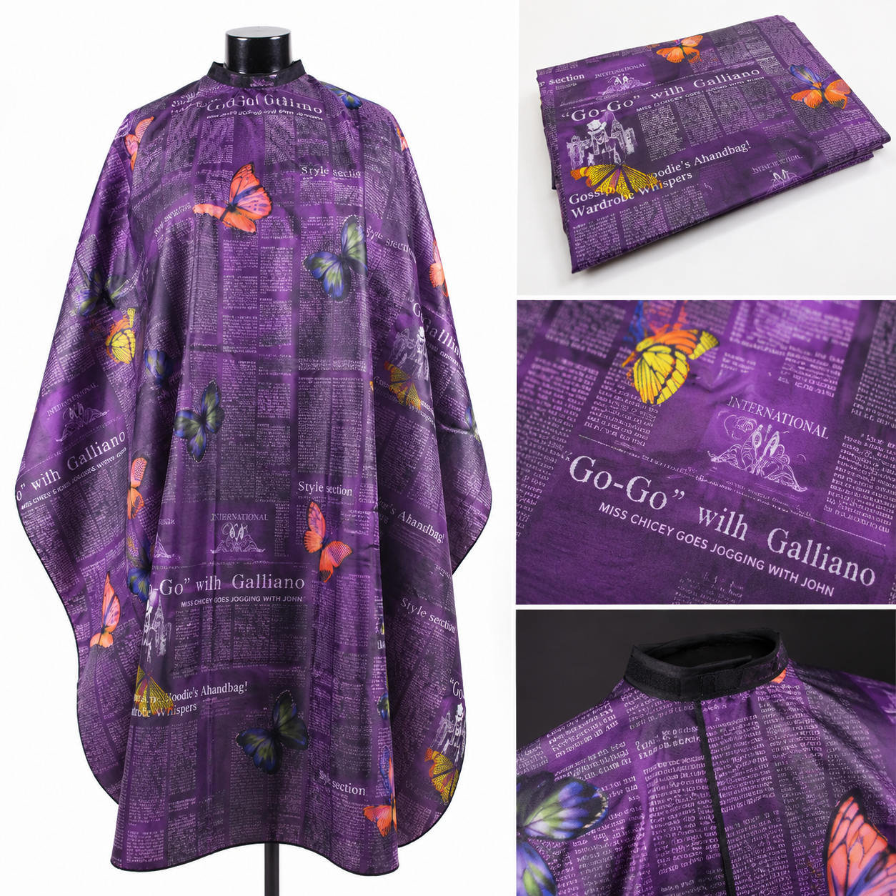 CITE OF PARIS Capa de Corte Profesional Morada con Mariposas CC013