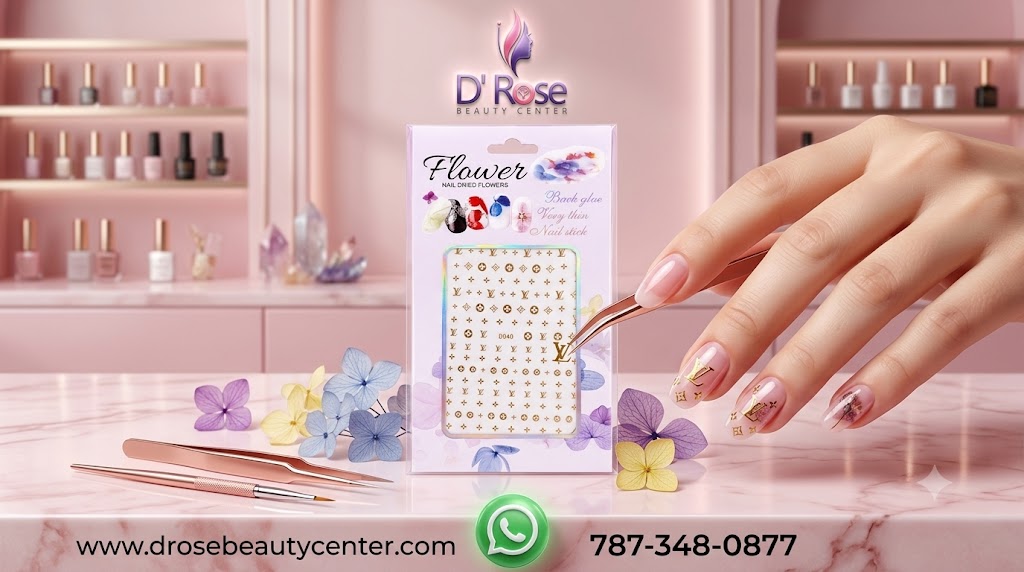 Flower Nail Art Decals D040 – Stickers Dorados para Uñas