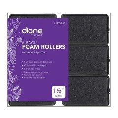 Diane D1920B Foam Rollers 6 Pack 1 1/2” – Rulos de Espuma Negros