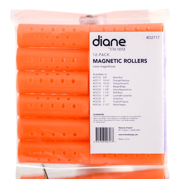 DIANE 12-Pack Magnetic Rollers 13/16” Orange D2717 – Rulos Magnéticos para Volumen y Rizos