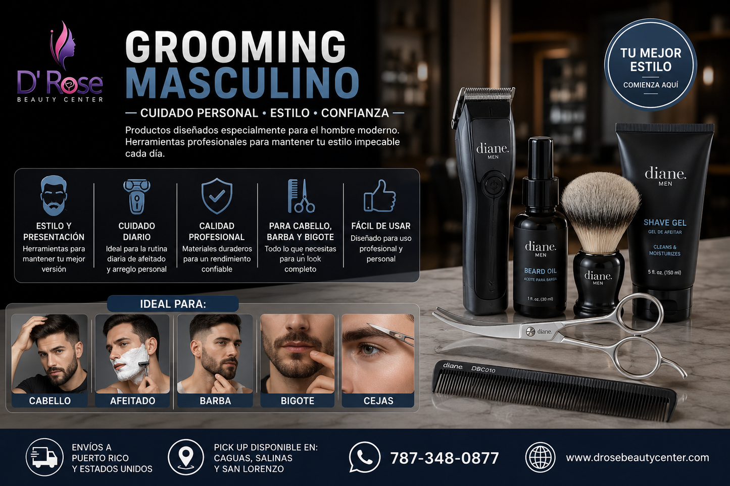 Diane Men Facial Hair Scissors D4P Tijeras para Vello Facial