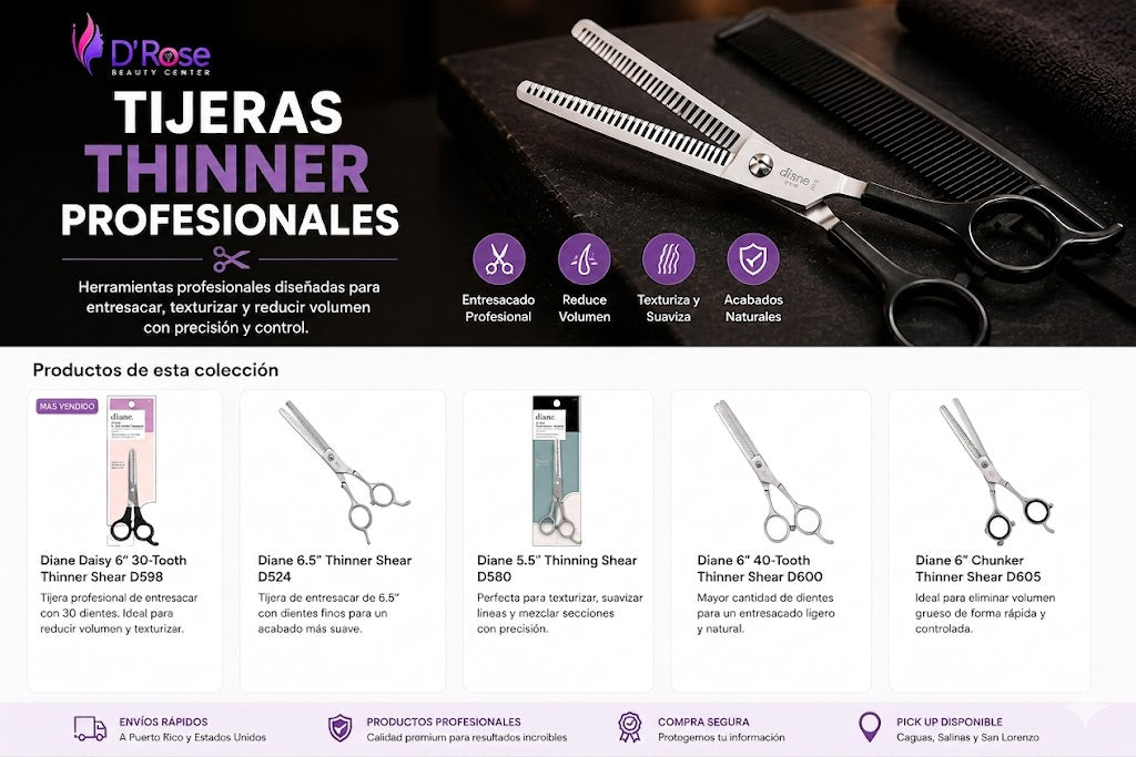 Diane Rose 6” 30-Tooth Thinner Shear DCS014T Tijera Profesional de Entresacar