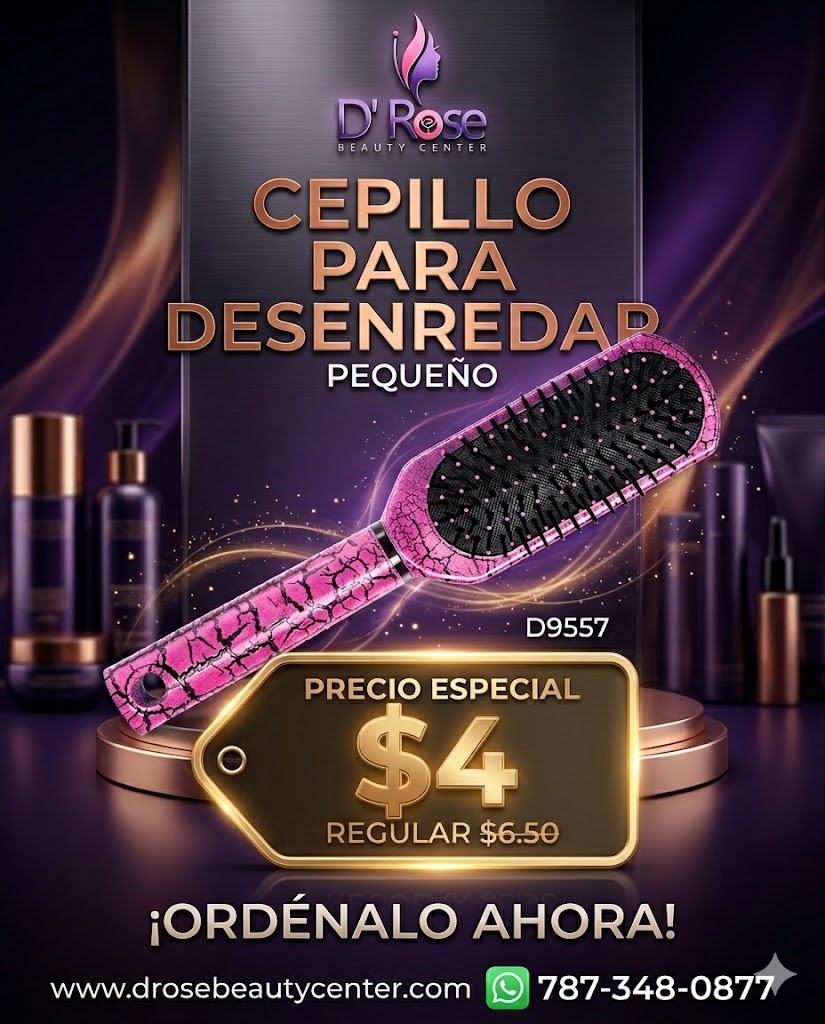 Diane Pink Crackle Small Paddle Brush D9557 para Desenredar Todo Tipo de Cabello