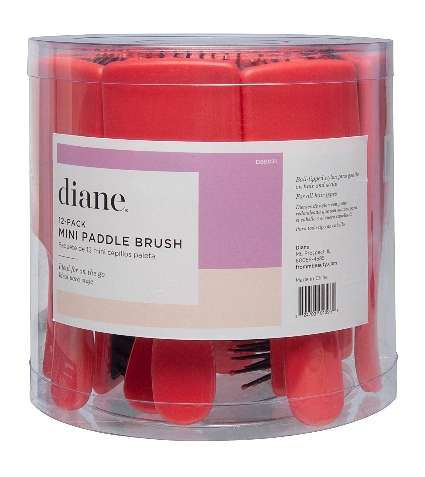 Diane Mini Cushion Paddle Brush DBB031 – Cepillo Paleta Compacto Rojo