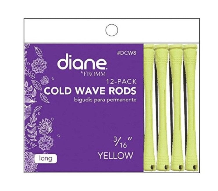 Diane DCW8 Cold Wave Rods 12 Pack 3/16” – Bigudíes Amarillos para Permanente