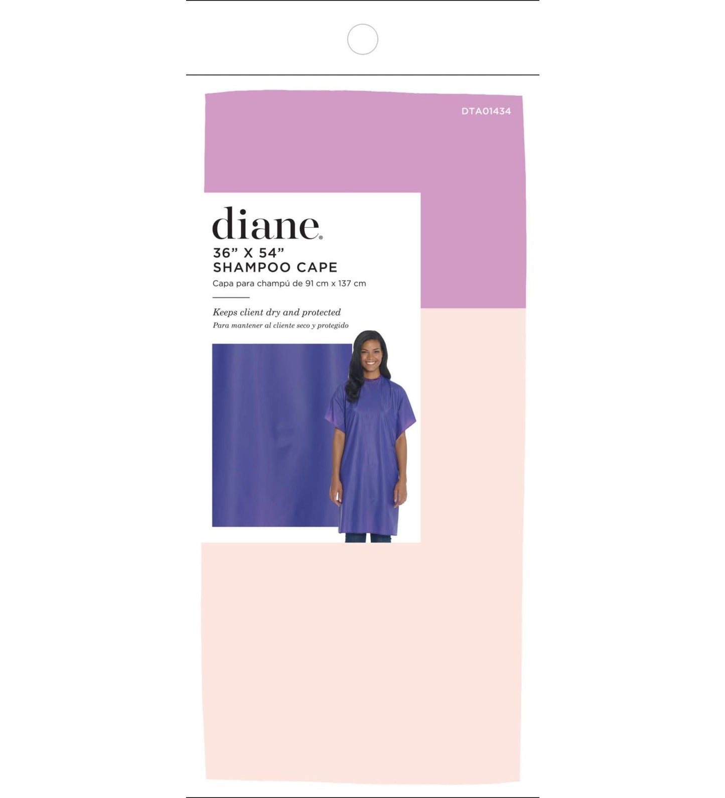 Diane Shampoo Cape 36” x 54” DTA01434 – Capa Morada Impermeable con Velcro