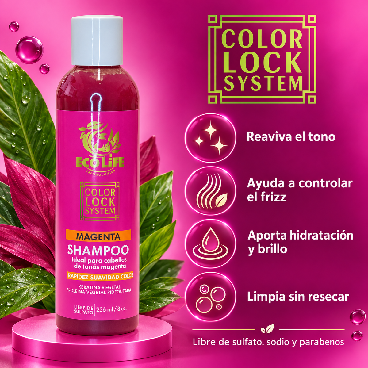 ECOLIFE TECHNOLOGIES – COLOR LOCK SYSTEM MAGENTA SHAMPOO 8oz