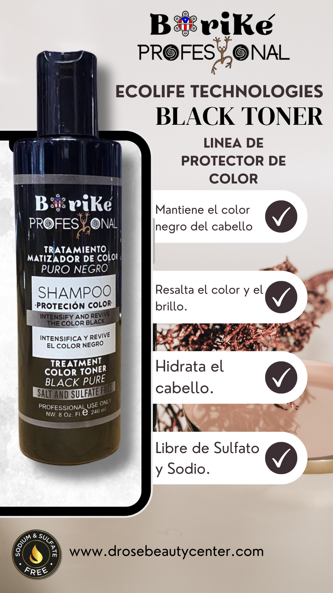 BORIKE PROFESSIONAL COLOR PROTECTOR BLACK SHAMPOO 8OZ BPCPBSH8