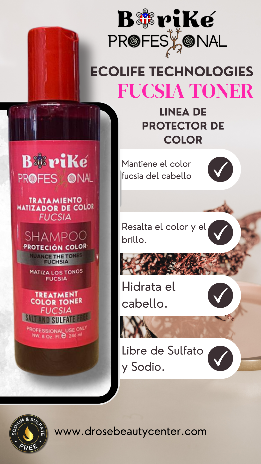 BORIKE PROFESSIONAL COLOR PROTECTOR MAGENTA SHAMPOO 8OZ 2PC BPCPMSH8