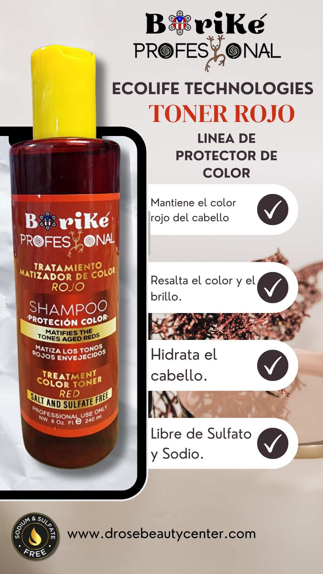 BORIKE PROFESSIONAL COLOR PROTECTOR RED SHAMPOO 8OZ BPCPRSH8