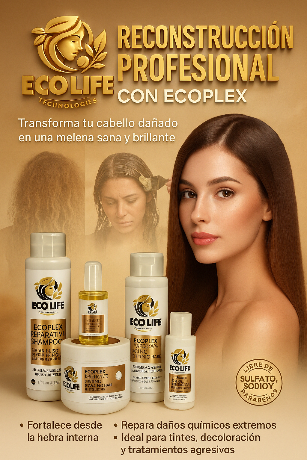 👑 ECOPLEX Kit de Mantenimiento 5PC | Restauración Capilar Intensiva + Ampolla SOS GRATIS