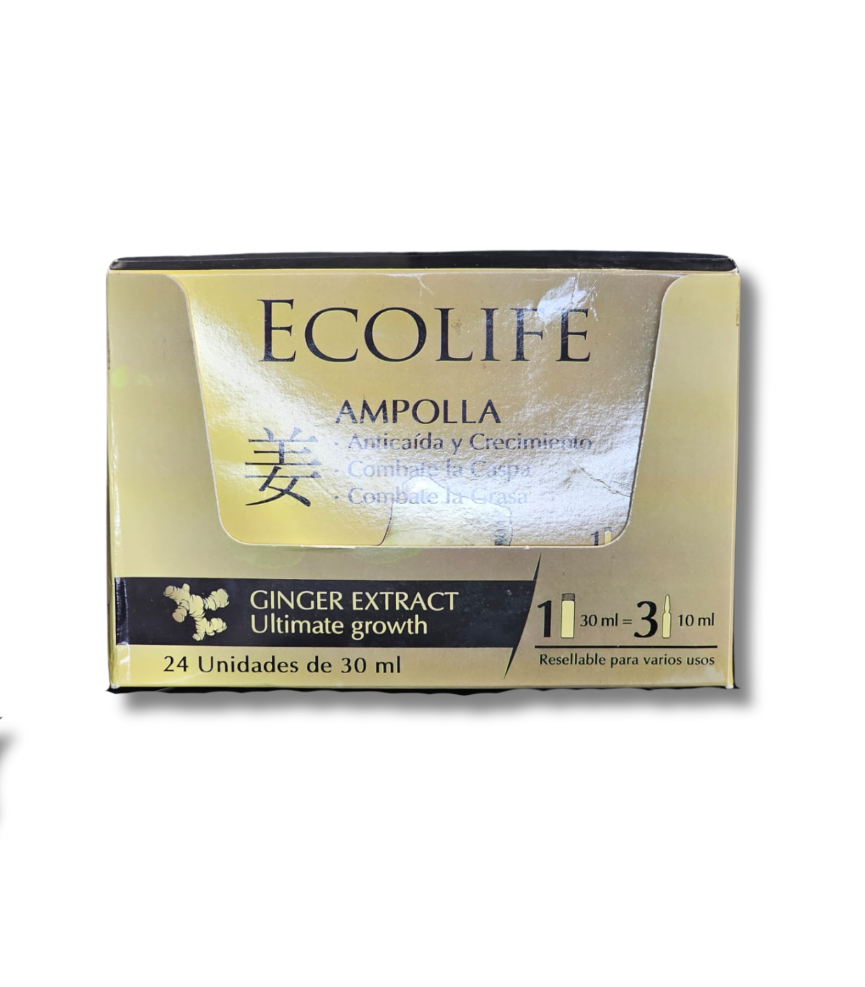 🌿 ECOLIFE TECHNOLOGIES – GINGER EXTRACT ⭐ Tratamiento Intensivo Anticaída en Ampolla – 1oz