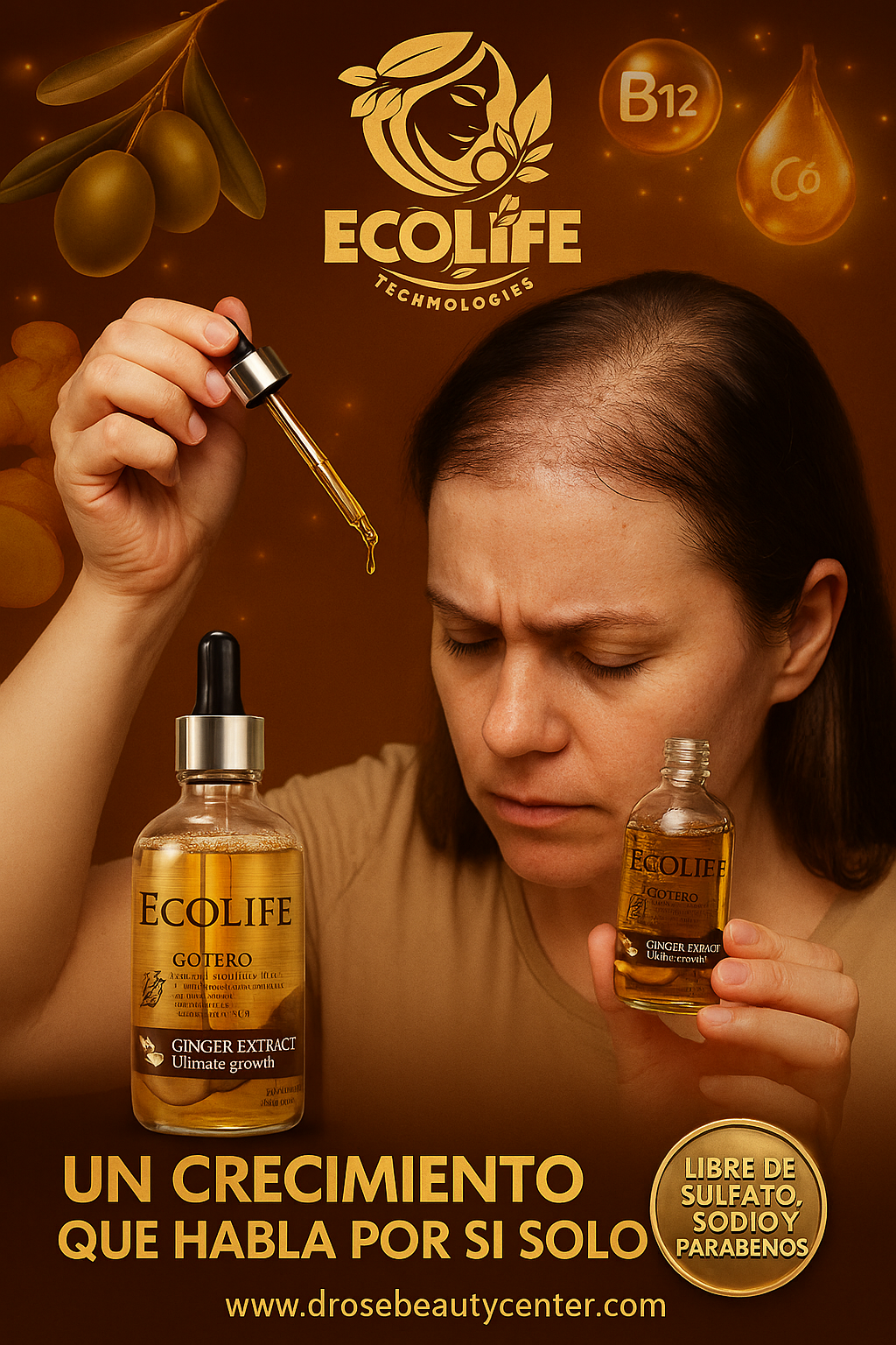 ECOLIFE TECHNOLOGIES – GINGER EXTRACT Gotero Anti-Caída 4oz • ETGEGA4