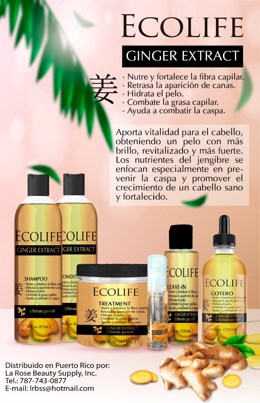 ✨🔥 KIT ANTICAÍDA ECOLIFE GINGER EXTRACT 5PC + AMPOLLA GRATIS 🌿💆♀️