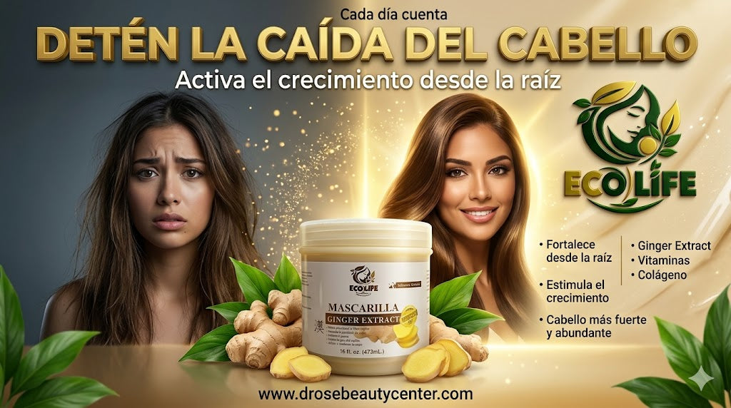 🌿✨ MASCARILLA ANTICAÍDA ECOLIFE GINGER EXTRACT 16oz – HIDRATACIÓN INTENSIVA + CRECIMIENTO + REPARACIÓN PROFUNDA 💆♀️🔥