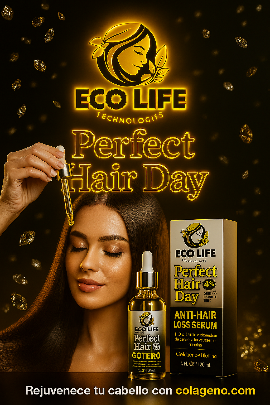 ✨ ECOLIFE TECHNOLOGIES PHD GOTERO ANTICAÍDA 4OZ - MINOXIDIL 4% ✨
