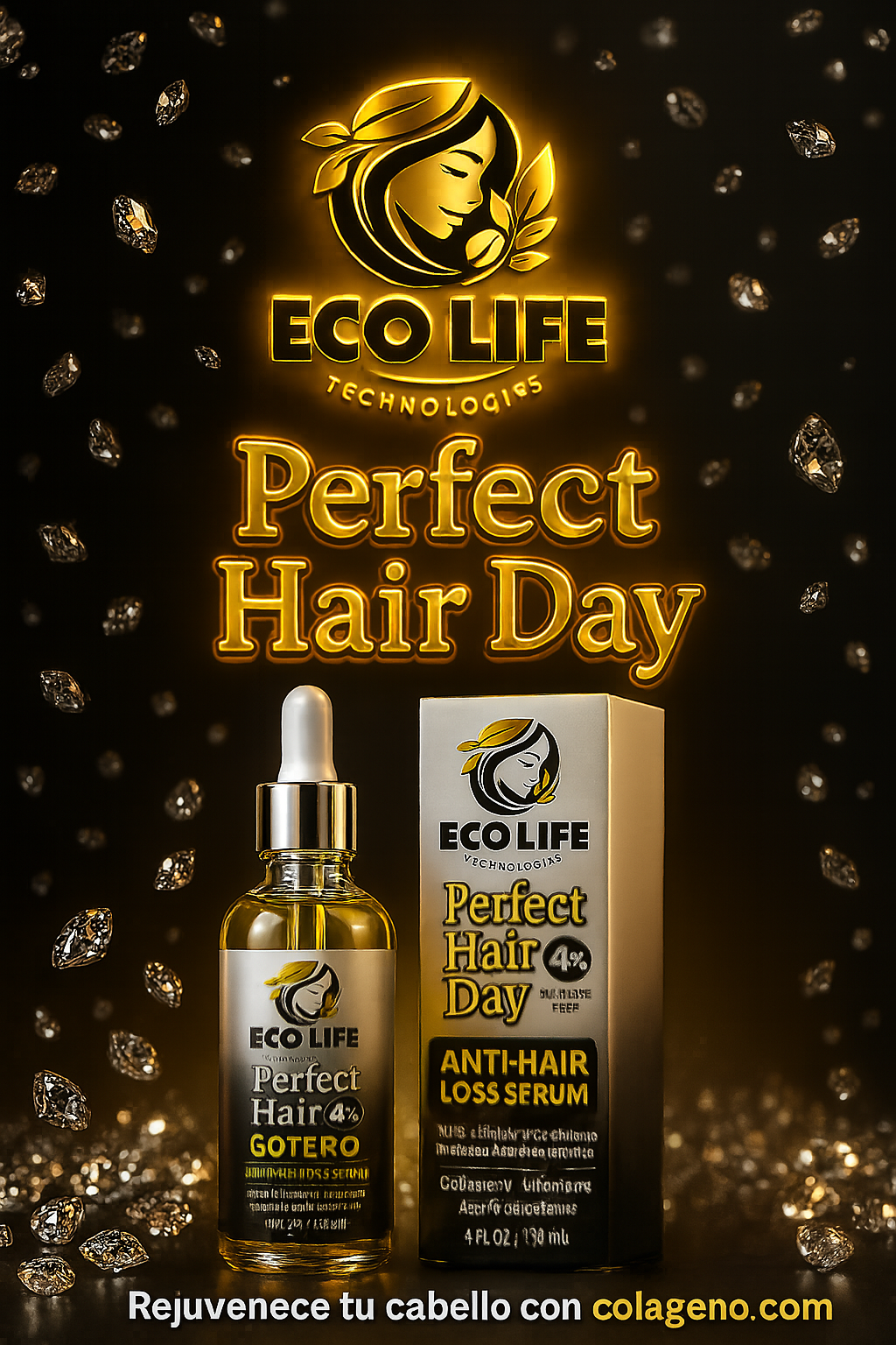 ✨ ECOLIFE TECHNOLOGIES PHD GOTERO ANTICAÍDA 4OZ - MINOXIDIL 4% ✨