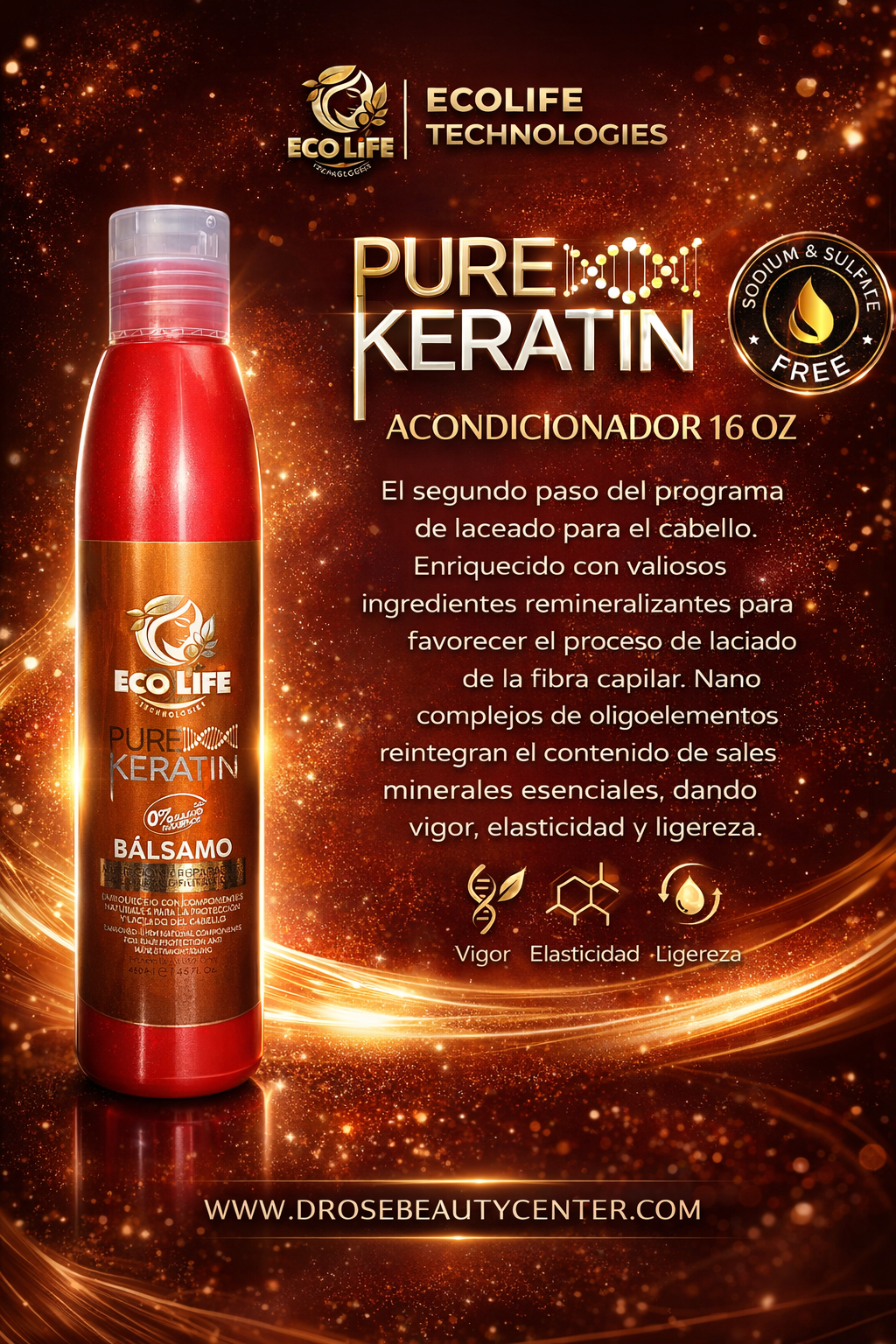 ✨ Pure Keratin Acondicionador 16oz – Hidratación Profesional que Repara y Suaviza ✨