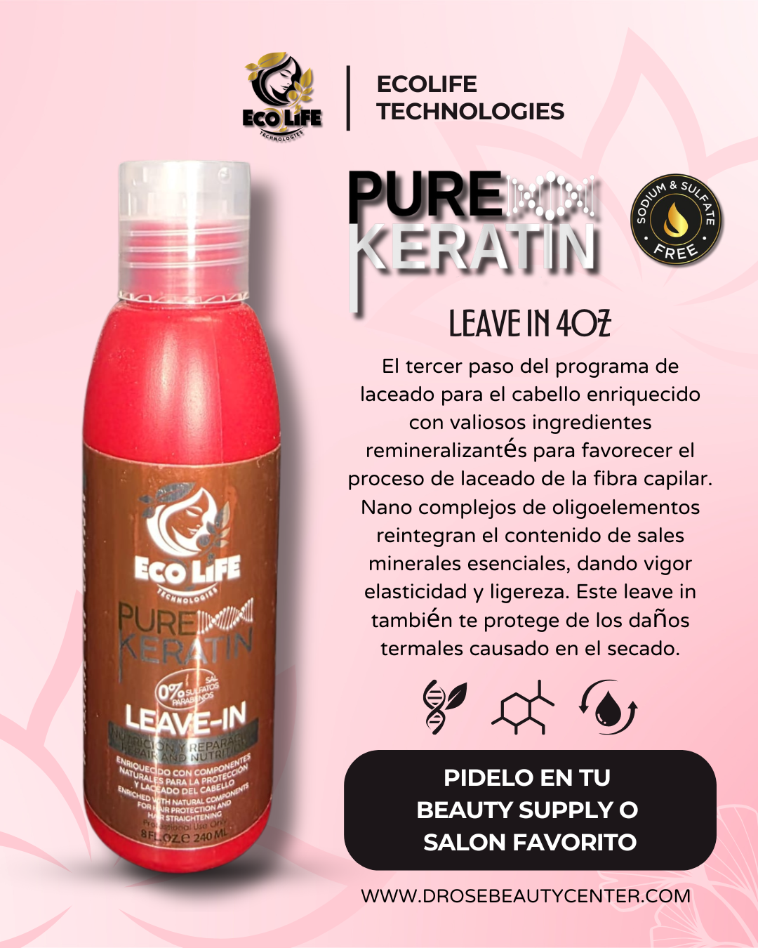 ✨ ECOLIFE TECHNOLOGIES PURE KERATIN LEAVE-IN 4oz