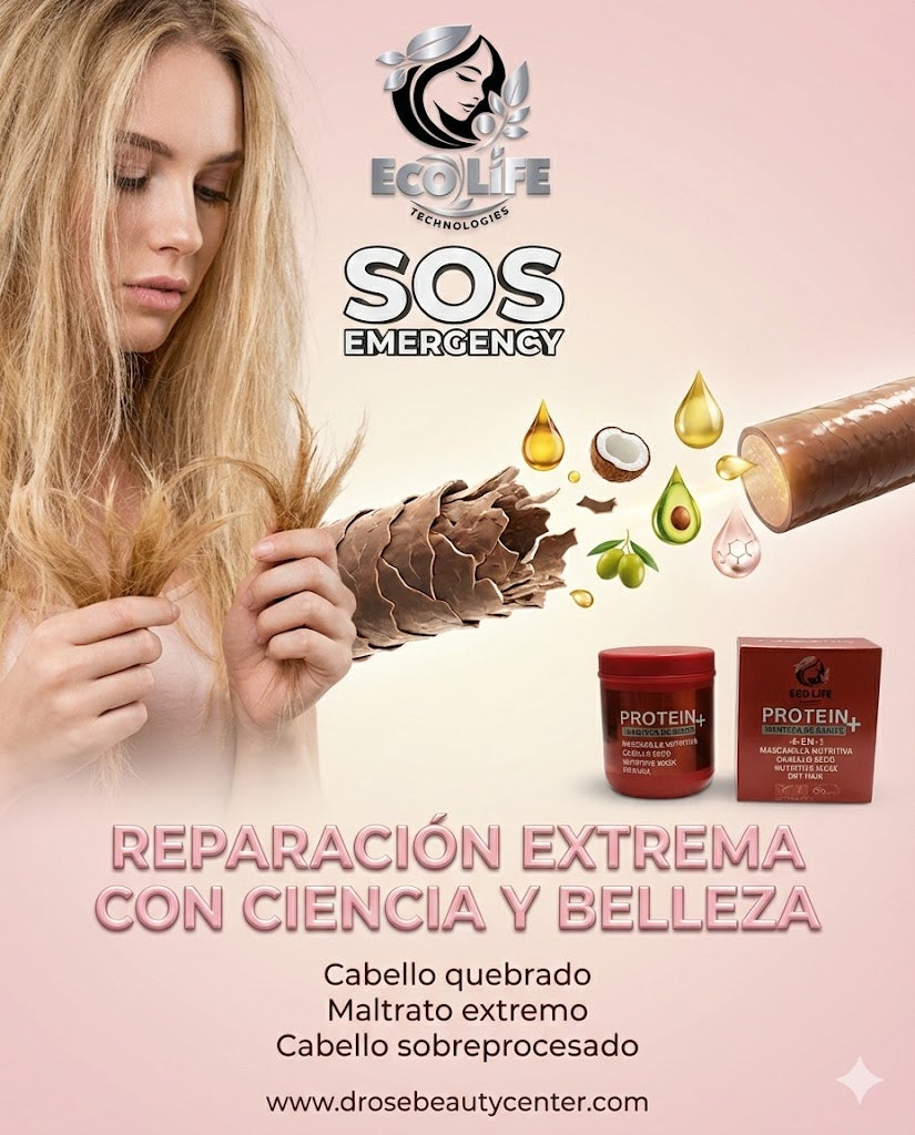 SOS Emergency Protein+ Mascarilla 4 en 1 con Manteca de Karité 8oz – Reparación Extrema e Hidratación Profunda