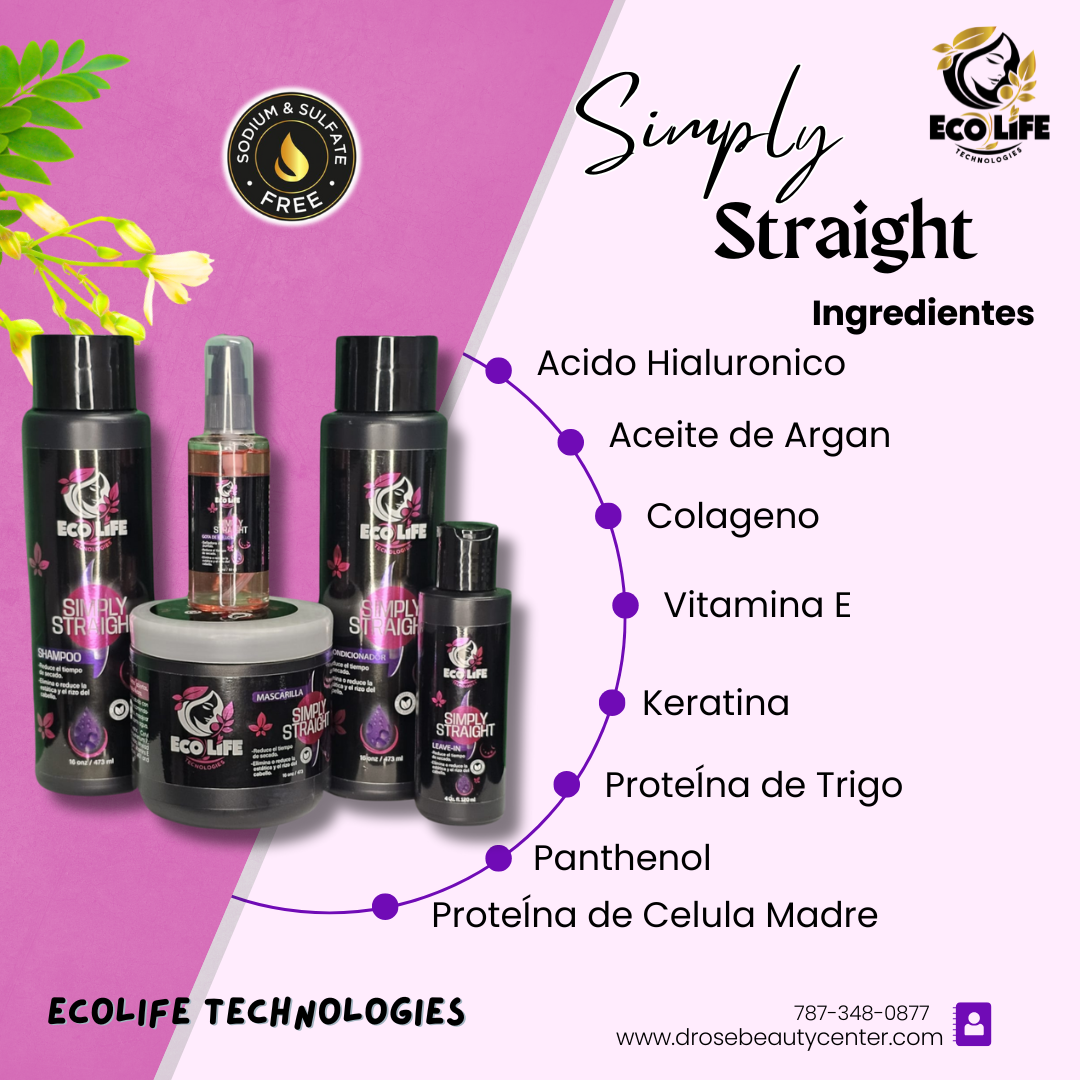 💖✨ Kit Simply Straight Mantenimiento 5PZ + Ampolla SOS GRATIS | Anti-Frizz + Brillo Intenso (Especial $43)